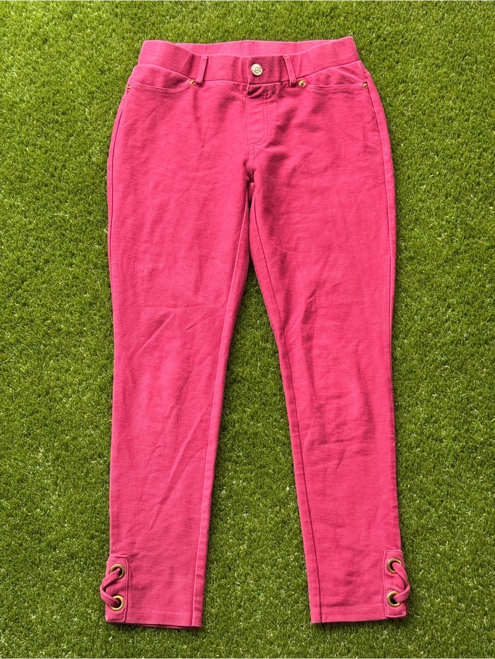 Michael Kors Women's‎ Size Petite Small PS Pink Lace Up Ankle Crop Skinny Pants